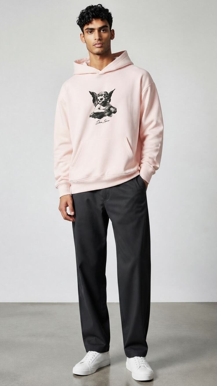 Streetwear: Darc Sport - Watch Over Me Bishop Hoodie Mens size LG in BLUSH PINK
